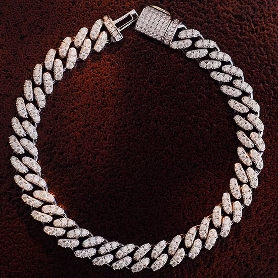 Хип-хоп Schmuck 925 Silber Moissanit Cuban Link Armband 6 мм 8 мм Breite D Farbe Vvs Loose Diamond Iced Out Кубинская цепочка