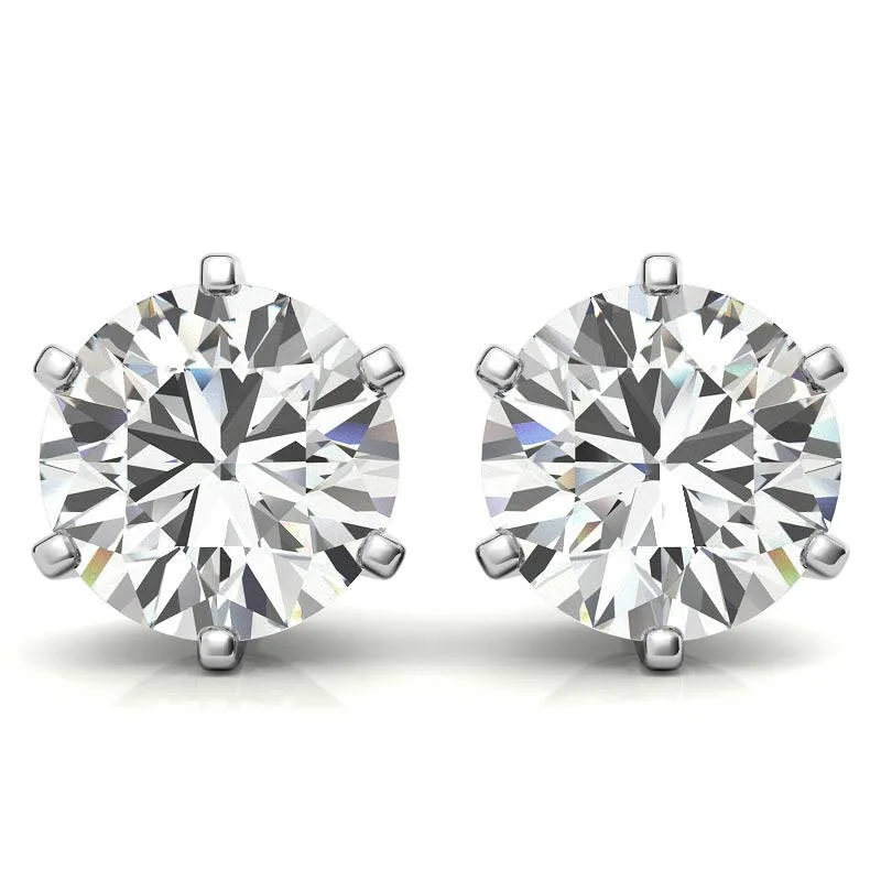 14K Def 6.5mm Round Stud Korean Statement Moissanite Earrings