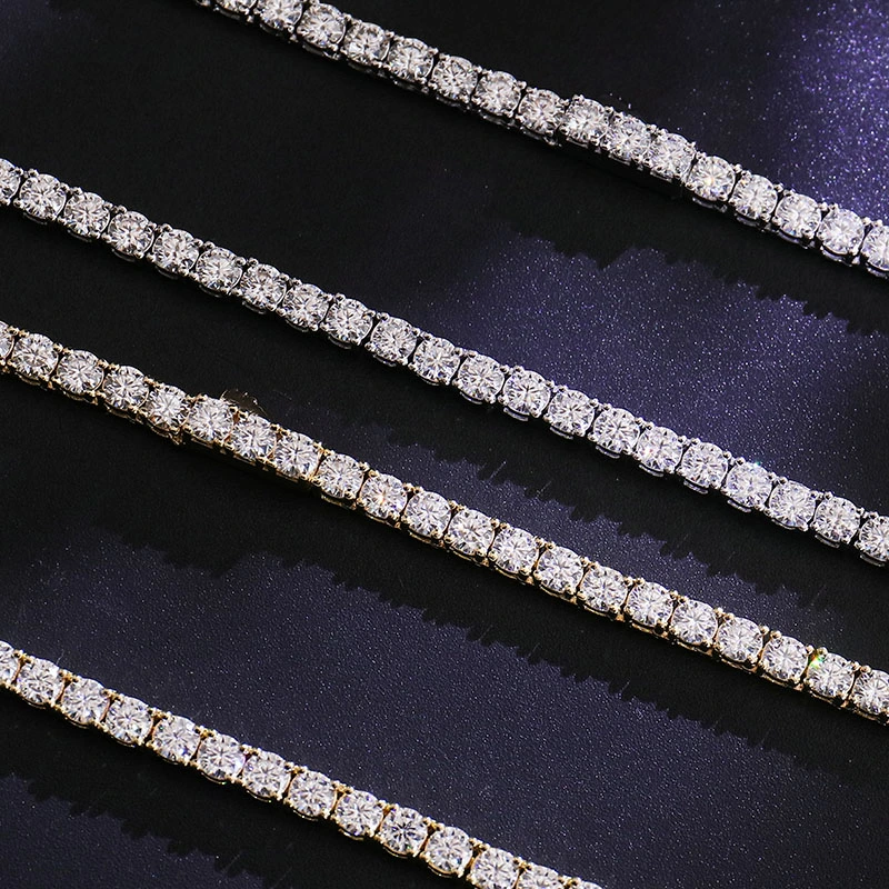 Factory Low Price Tennis Necklace Chains for Women Men Iced out Moissanite Diamond 2-5mm Real Gold Silver Jewelry Necklace