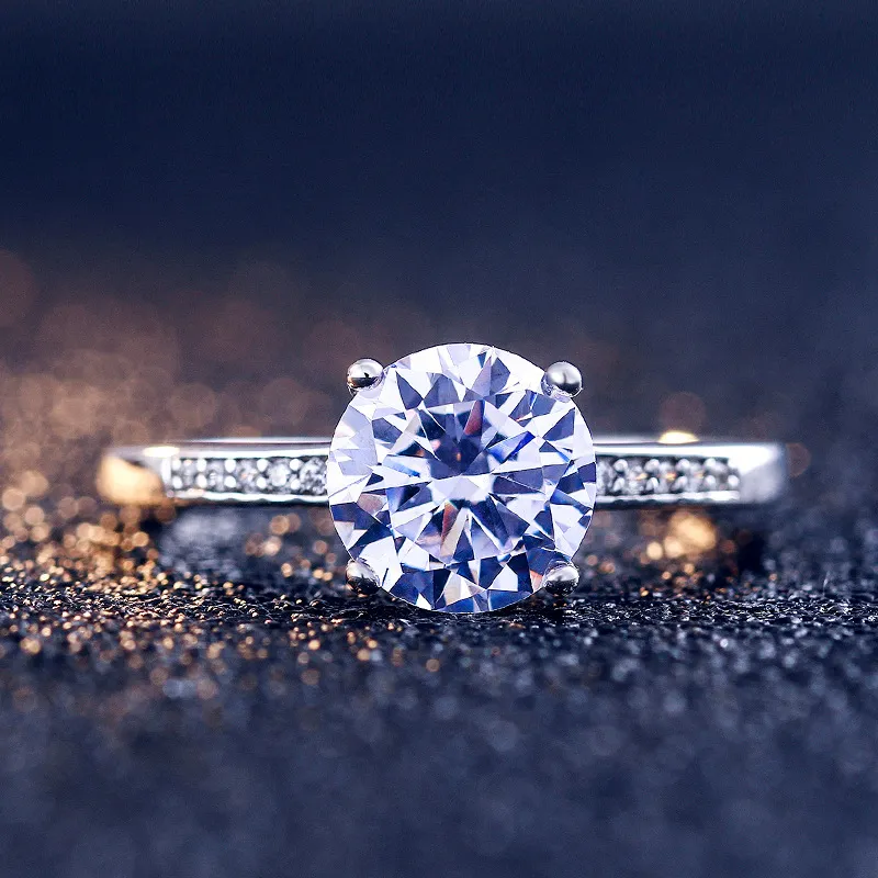 Обручальное кольцо с муассанитом в старинном стиле, серебро 925 пробы